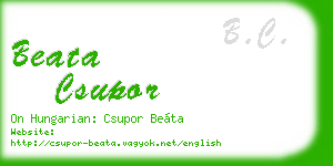 beata csupor business card